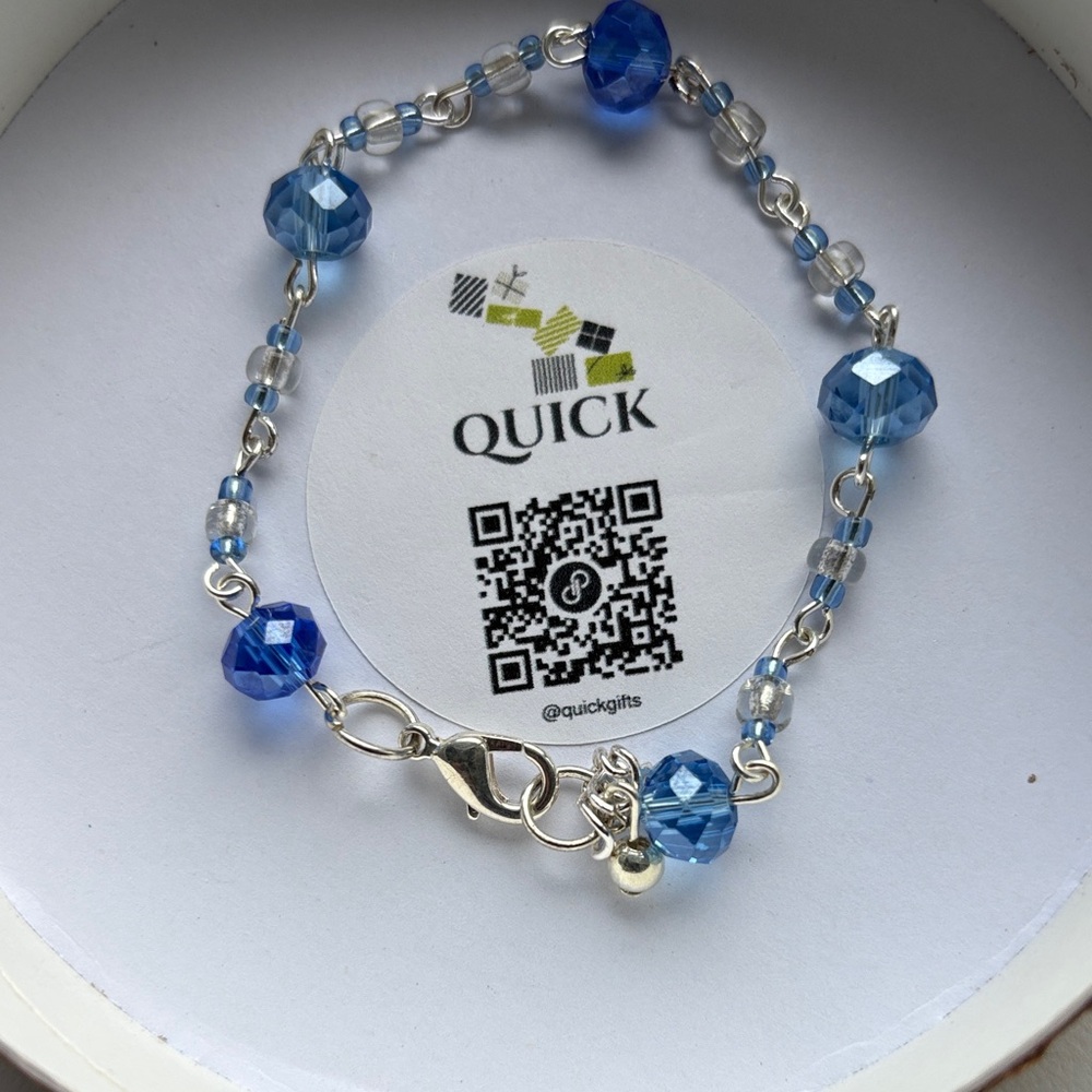 Blue Beaded Bracelet with Silver Accents